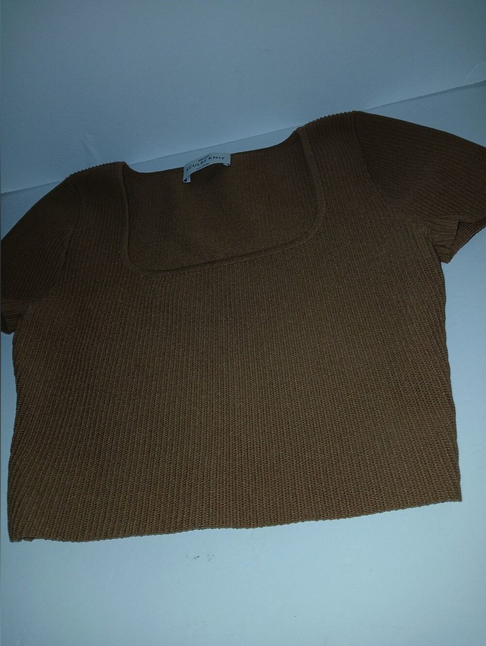 Babaton Sculpt Knit Ribbed Square-Neck Crop Top Sz:S